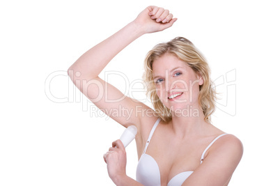 Woman with deodorant