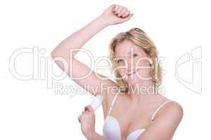 Woman with deodorant