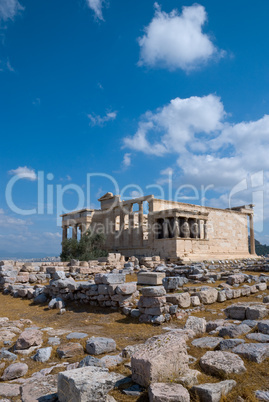 Erecthion temple on acropolis, Athens, Greece