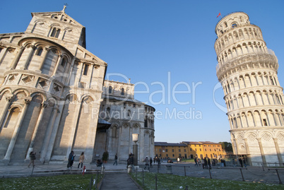 Light snow in Piazza dei Miracoli, Pisa, Italy