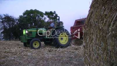 Farmer Round Baling Hay