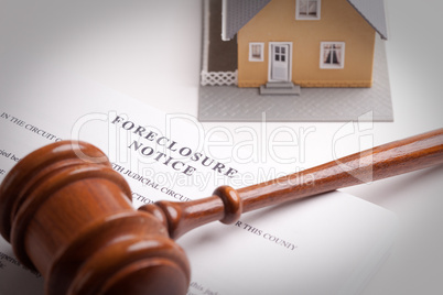 Foreclosure Notice, Gavel and Home