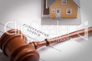 Foreclosure Notice, Gavel and Home