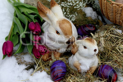 Osternest im Schnee