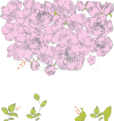 Greeting card with pink flowers