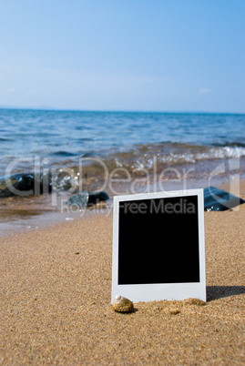 Photo card on sand beach
