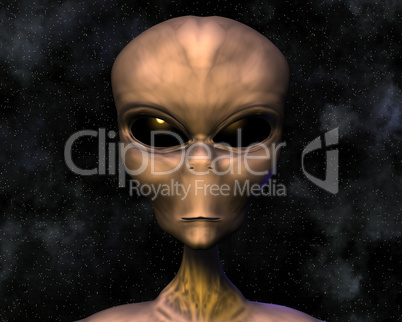 alien portrait with stars