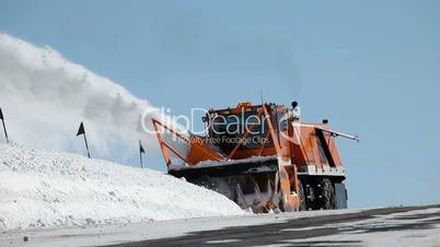 Snow Blower on mountain road