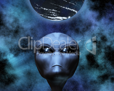 alien portrait with stars