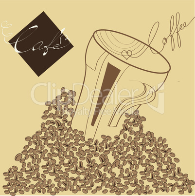 Illustration with coffee beans
