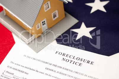 Foreclosure Notice, House and Flag