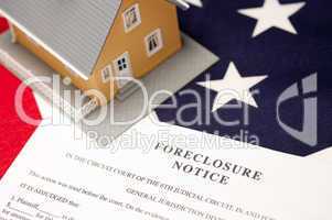 Foreclosure Notice, House and Flag