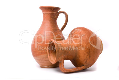 Jugs on white background