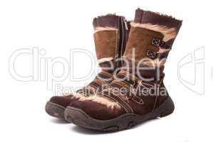Woman winter boots isolated on white