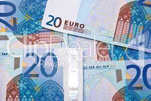 Twenty Euro banknotes background