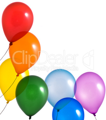 Rainbow balloons on white background