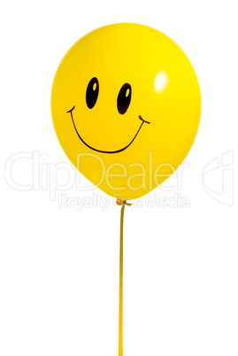 Yellow balloon with smile on white background