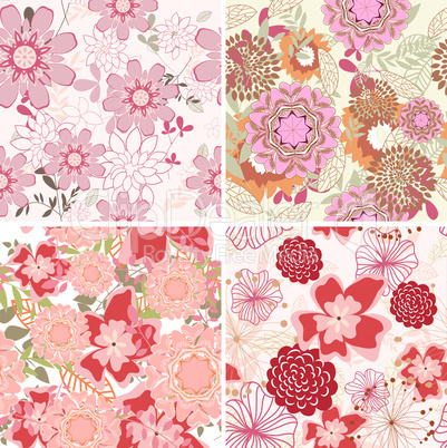 seamless floral backgrounds set