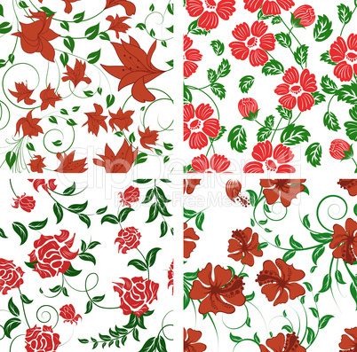 seamless floral backgrounds set