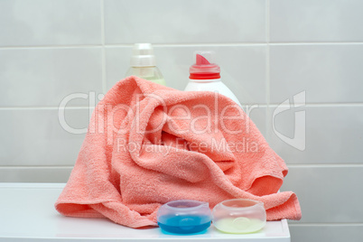 Crumpled towel in the bathroom