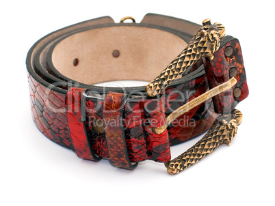 Red snake leather belt