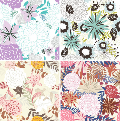 seamless floral backgrounds set