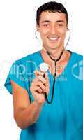 Charming doctor holding a stethoscope