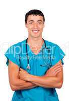 Confident doctor holding a stethoscope