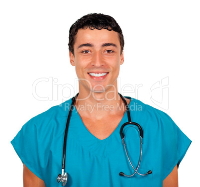 Smiling doctor holding a stethoscope