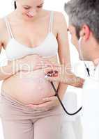 Beautiful pregnant woman and her gynecologist