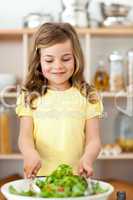 girl preparing salad herself