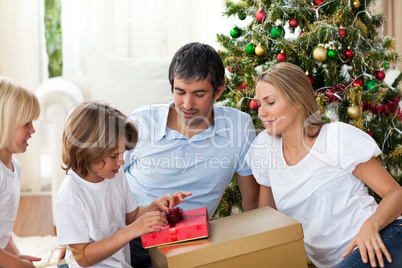 family celebrating Christmas