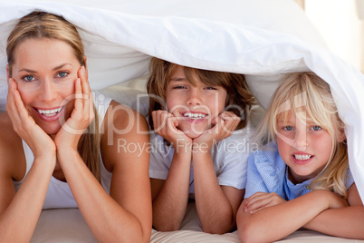 mother having fun with her children