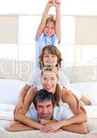 Jolly family having fun