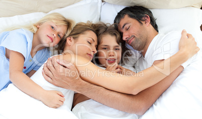 Adorable family relaxing together