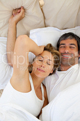 Beautiful couple waking up
