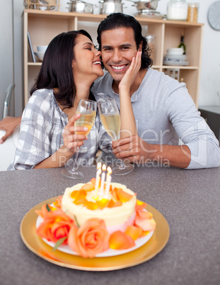 Loving couple celebrating