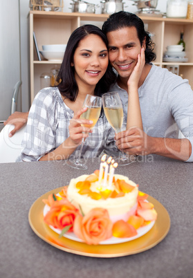 Intimate couple celebrating