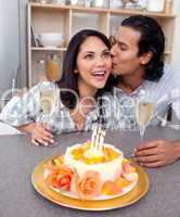 Affectionate couple celebrating