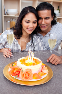 Smiling couple celebrating