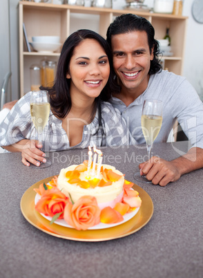 Enamoured couple celebrating