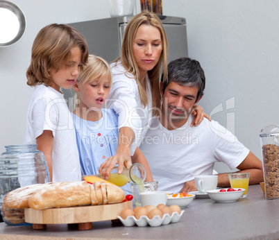 Loving family having breakfast