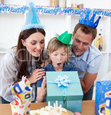 child celebrating his birthday