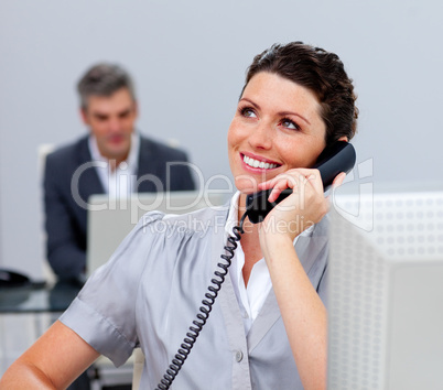 Attractive business woman on phone