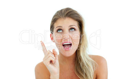 Charismatic woman pointing