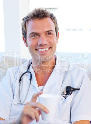 Charismatic doctor having a break