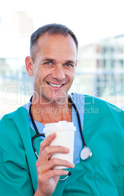 Charming doctor having a break