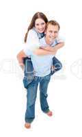 couple enjoying piggyback ride
