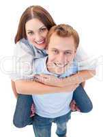 couple enjoying piggyback ride