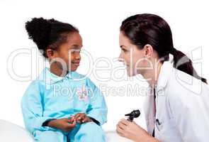 Adorable little girl attending medical check-up